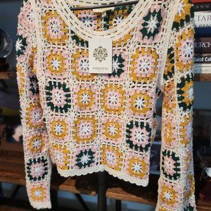 NWT Cottagecore Granny-Square Crochet Top.
